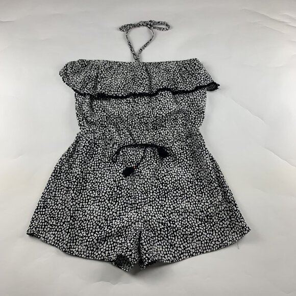 Old Navy Pants - Old Navy Black White Spotted Linen Blend Tube Top Romper M